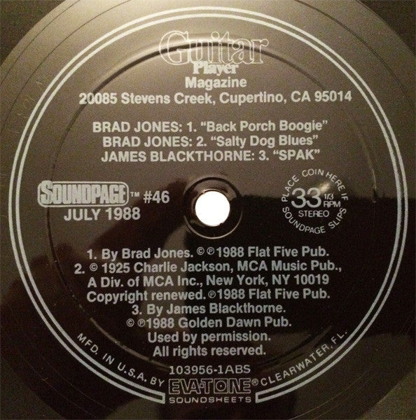 Brad Jones (7), James Blackthorne, Greg Howe With Billy Sheehan & Atma Anur : Untitled (Flexi, 6