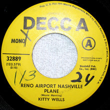 Load image into Gallery viewer, Kitty Wells : Reno Airport Nashville Plane (7", Promo)
