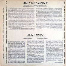Load image into Gallery viewer, Felix Mendelssohn-Bartholdy / Franz Schubert - Otto Klemperer, Wiener Symphoniker, Orchestre Des Concerts Lamoureux : Symphony No. 4 In A Major, Op. 90 (Italian) / Symphony No. 4 In C Minor (Tragic) (LP, Comp, Mono)