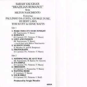 Sarah Vaughan With Milton Nascimento : Brazilian Romance (Cass, Album)