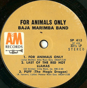 Baja Marimba Band : For Animals Only (7", Jukebox)