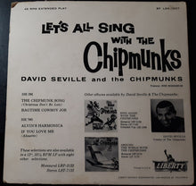 Load image into Gallery viewer, David Seville And The Chipmunks : Let&#39;s All Sing With The Chipmunks (7&quot;, EP)