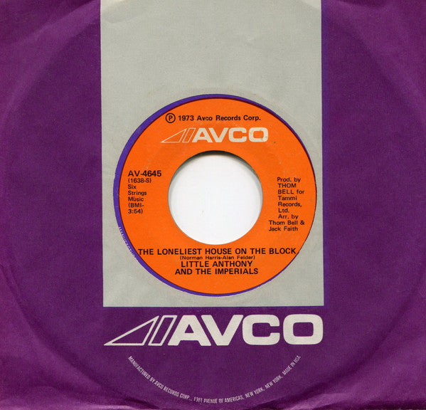 Little Anthony & The Imperials : The Loneliest House On The Block / I Don't Have Time To Worry (7