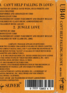UB40 : Can't Help Falling In Love (Cass, Single)
