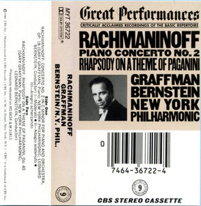 Sergei Vasilyevich Rachmaninoff - Gary Graffman, The New York Philharmonic Orchestra, Leonard Bernstein : Concerto No. 2 In C Minor For Piano And Orchestra, Op. 18 / Rhapsody On A Theme Of Paganini, Op. 43 (Cass, Album)