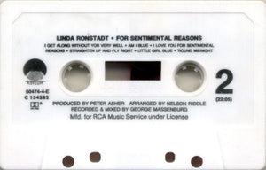 Linda Ronstadt With Nelson Riddle And His Orchestra : For Sentimental Reasons (Cass, Album, Club, Dol)