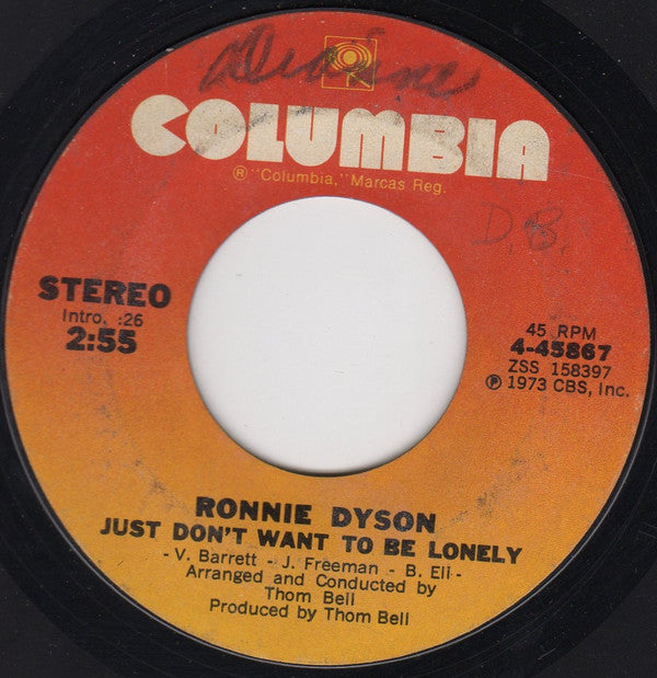 Ronnie Dyson : Just Don't Want To Be Lonely / Point Of No Return (7