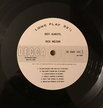 Load image into Gallery viewer, Ricky Nelson (2) : Best Always (LP, Mono, Promo)