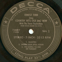 Load image into Gallery viewer, Ernest Tubb With The Texas Troubadours : Ernest Tubb Sings Country Hits Old And New (7&quot;, Jukebox)