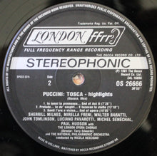 Load image into Gallery viewer, Mirella Freni · Luciano Pavarotti · Sherrill Milnes / Nicola Rescigno, National Philharmonic Orchestra : Highlights - Puccini Tosca (LP)