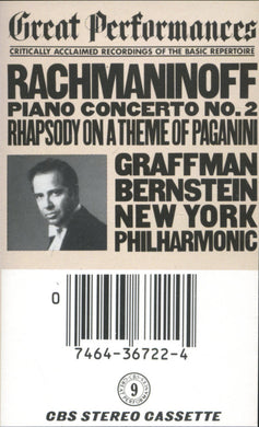 Sergei Vasilyevich Rachmaninoff - Gary Graffman, The New York Philharmonic Orchestra, Leonard Bernstein : Concerto No. 2 In C Minor For Piano And Orchestra, Op. 18 / Rhapsody On A Theme Of Paganini, Op. 43 (Cass, Album)