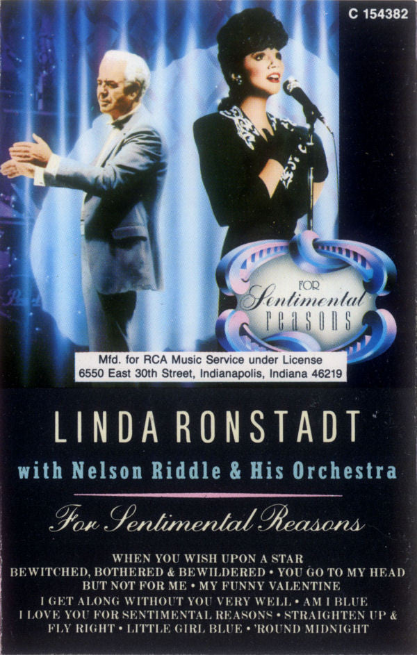 Linda Ronstadt With Nelson Riddle And His Orchestra : For Sentimental Reasons (Cass, Album, Club, Dol)
