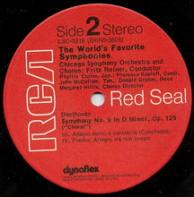 Load image into Gallery viewer, Ludwig van Beethoven, The Chicago Symphony Orchestra, Fritz Reiner, Phyllis Curtin, Florence Kopleff, John McCollum, Donald Gramm, Margaret Hillis : The World's Favorite Symphonies: Beethoven Symphony No. 9 In D Minor, Op. 125 ("Choral") (LP)