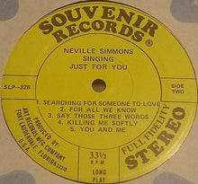 Load image into Gallery viewer, Neville Simmons : Singing Just For You (LP, Album)