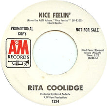 Load image into Gallery viewer, Rita Coolidge : Nice Feelin&#39; (7&quot;, Promo)