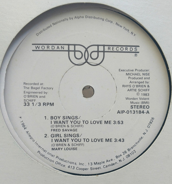 Fred Savage / Mary Louise : I Want You To Love Me / Horny (12