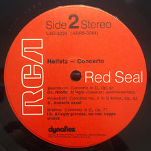 Load image into Gallery viewer, Jascha Heifetz / Johann Sebastian Bach, Ludwig van Beethoven, Felix Mendelssohn-Bartholdy, Sergei Prokofiev, Pyotr Ilyich Tchaikovsky, Johannes Brahms : Heifetz Concerto (LP, Comp)
