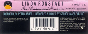 Linda Ronstadt With Nelson Riddle And His Orchestra : For Sentimental Reasons (Cass, Album, Club, Dol)