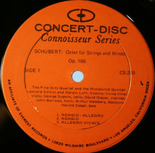 Load image into Gallery viewer, Franz Schubert - The Fine Arts Quartet And New York Woodwind Quintet With Harold Siegel : Octet In F Major, Opus 166, For Strings And Winds (LP, Album)