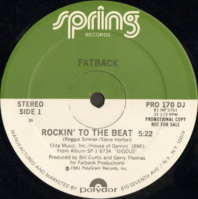 The Fatback Band : Rockin' To The Beat (12