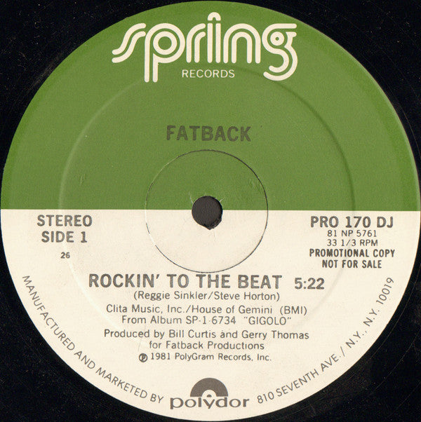 The Fatback Band : Rockin' To The Beat (12