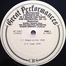 Load image into Gallery viewer, The Philadelphia Orchestra, Eugene Ormandy, Rudolf Serkin : Beethoven: Piano Concerto No. 1 &amp; "Les Adieux" Sonata (LP, Album, RM)