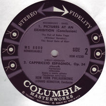Load image into Gallery viewer, Modest Mussorgsky, Nikolai Rimsky-Korsakov, The New York Philharmonic Orchestra, Leonard Bernstein : Pictures At An Exhibition · Capriccio Espagnol (LP)
