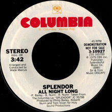 Load image into Gallery viewer, Splendor (3) : All Night Long (7", Mono, Promo, Styrene)