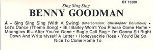 Benny Goodman : Sing Sing Sing (Cass, Comp)