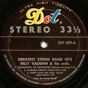 Billy Vaughn And His Orchestra : Greatest String Band Hits (7", Jukebox)