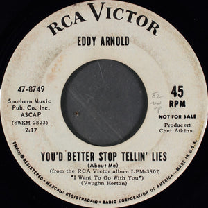 Eddy Arnold : I Want To Go With You (7", Promo)