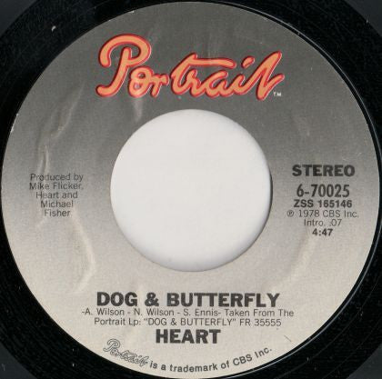 Buy Heart : Dog & Butterfly (7", Single, Styrene) Online for a great price – Media Mania of Stockbridge
