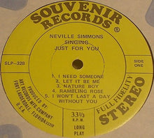 Load image into Gallery viewer, Neville Simmons : Singing Just For You (LP, Album)