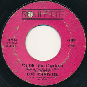 Lou Christie : How Many Teardrops / You And I (Have A Right To Cry) (7", Single)