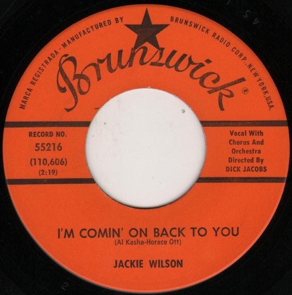 Jackie Wilson : I'm Comin' On Back To You / Lonely Life (7