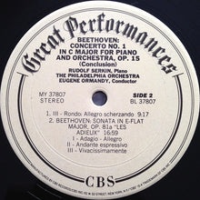 Load image into Gallery viewer, The Philadelphia Orchestra, Eugene Ormandy, Rudolf Serkin : Beethoven: Piano Concerto No. 1 &amp; "Les Adieux" Sonata (LP, Album, RM)