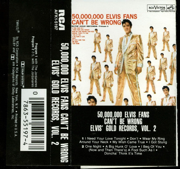 Elvis Presley : 50,000,000 Elvis Fans Can't Be Wrong (Elvis' Gold Records, Vol. 2) (Cass, Comp)