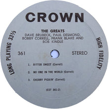 Load image into Gallery viewer, Dave Brubeck, Paul Desmond, Bobby Correll, Frank Blake (2) And Bob Kindle : The Greats!!! (LP, Album)