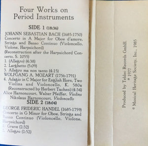 Georg Friedrich Händel, Antonio Vivaldi, Johann Sebastian Bach, Wolfgang Amadeus Mozart - Jürg Schaeftlein, Concentus Musicus Wien, Nikolaus Harnoncourt : Four Works On Period Instruments (Cass)