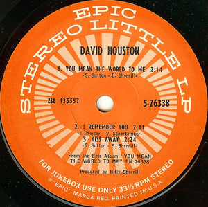 David Houston : You Mean The World To Me (7", Jukebox)