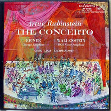 Load image into Gallery viewer, Arthur Rubinstein - Fritz Reiner, The Chicago Symphony Orchestra / Alfred Wallenstein, RCA Victor Symphony Orchestra - Edvard Grieg / Franz Liszt / Sergei Vasilyevich Rachmaninoff : The Concerto (2xLP, Album, Mono + Box)