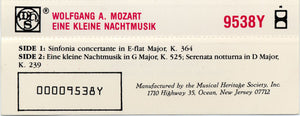 Wolfgang Amadeus Mozart - The Academy Of St. Martin-in-the-Fields / Sir Neville Marriner : Eine Kleine Nachtmusik / Sernata Notturna / Sinfonia Concertante (Cass, Album, RE, Cle)