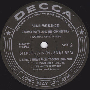 Sammy Kaye And His Orchestra : Shall We Dance? (7", Jukebox)