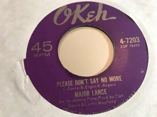 Major Lance : Please Don't Say No More / Rhythm (7