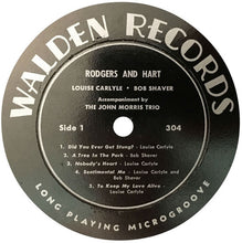 Load image into Gallery viewer, Rodgers &amp; Hart - Louise Carlyle • Bob Shaver : Rodgers &amp; Hart (LP, Mono)