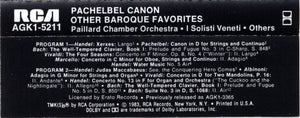 Various : Orchestre De Chambre Jean-François Paillard : The Pachelbel Canon And Other Baroque Favorites (Cass, Comp, RE, Dol)