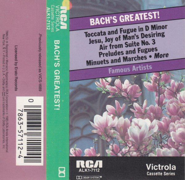 Johann Sebastian Bach : Bach's Greatest! (Cass, RE)