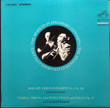 Load image into Gallery viewer, Wolfgang Amadeus Mozart, Joaquín Turina, Jascha Heifetz, Gregor Piatigorsky, Leonard Pennario : Violin Concerto No. 5, K. 219 · Trio No. 1 For Piano, Violin And Cello, Op. 35 (LP)