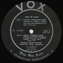 Load image into Gallery viewer, Carl Philipp Emanuel Bach, Johann Christian Bach, Johann Christoph Friedrich Bach, Wilhelm Friedemann Bach - Helma Elsner, Mainzer Kammerorchester, Günter Kehr : Sons Of Bach (LP, Mono)
