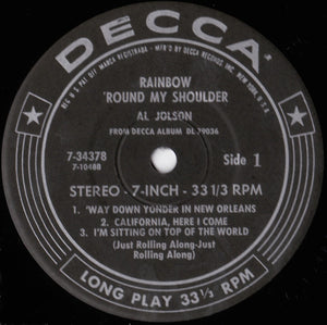 Al Jolson : Rainbow 'Round My Shoulder (7", Jukebox)